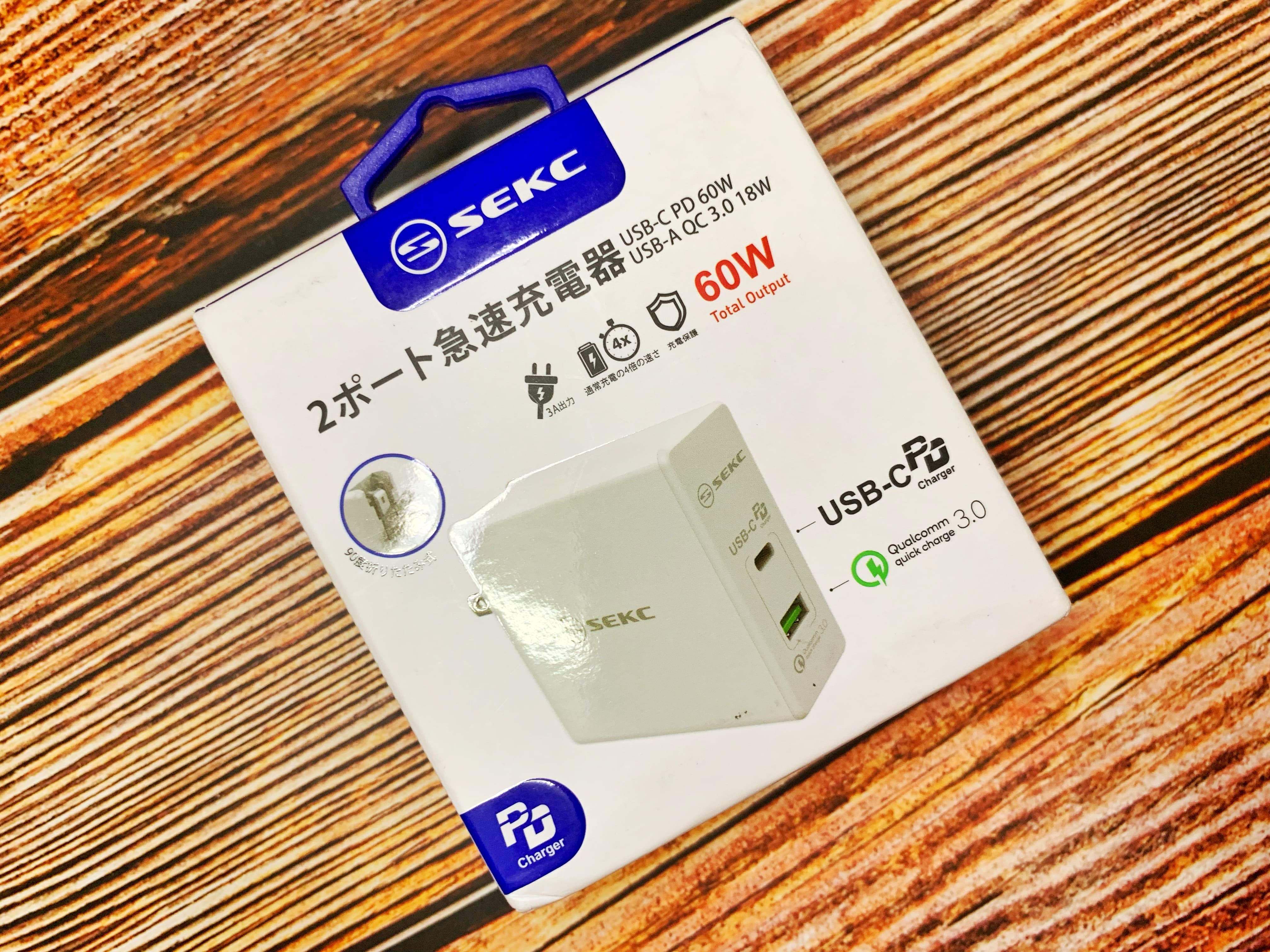 SEKC PD充電器 – 支援 PD 與 QC 雙快充協議、最大輸出 60 瓦